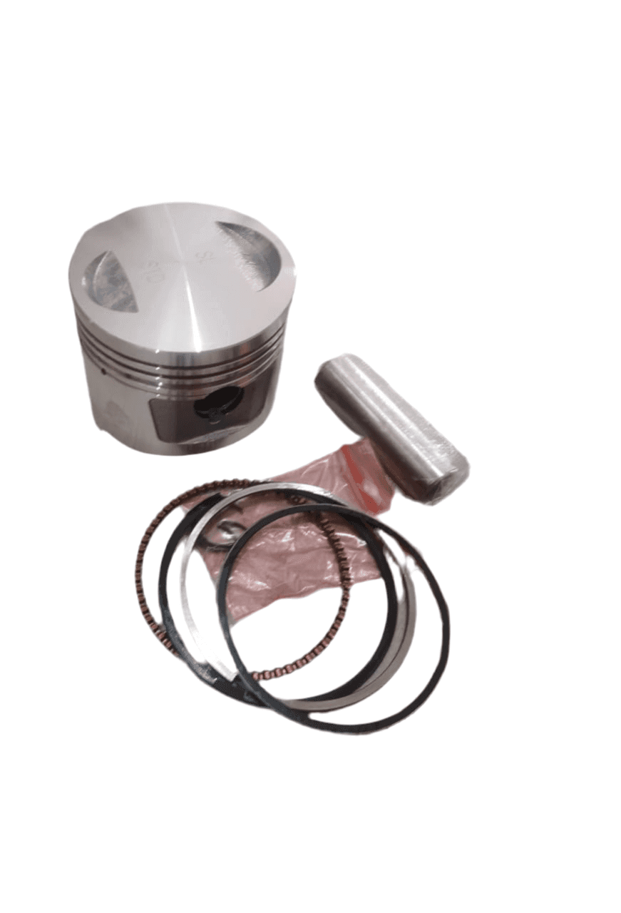 Piston Kit Set CG 150 featuring a durable piston, piston rings, and pin for motorcycle engine performance and longevity.