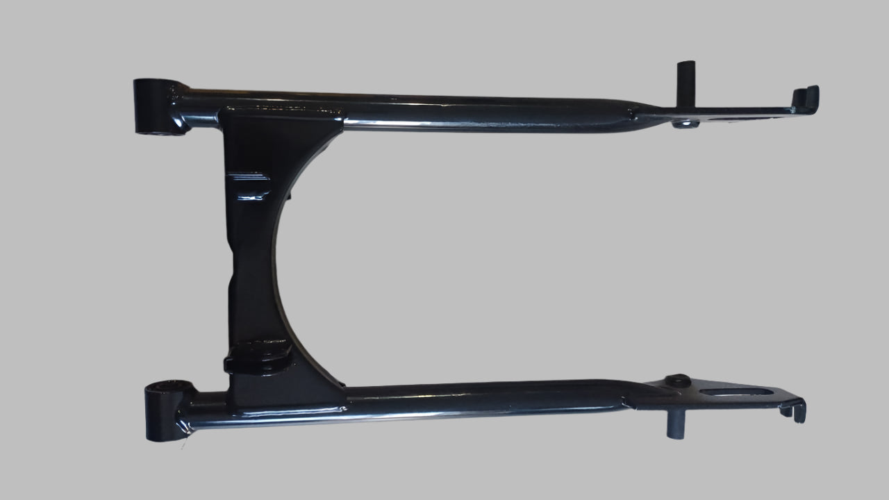 Black metal stand on a light gray surface