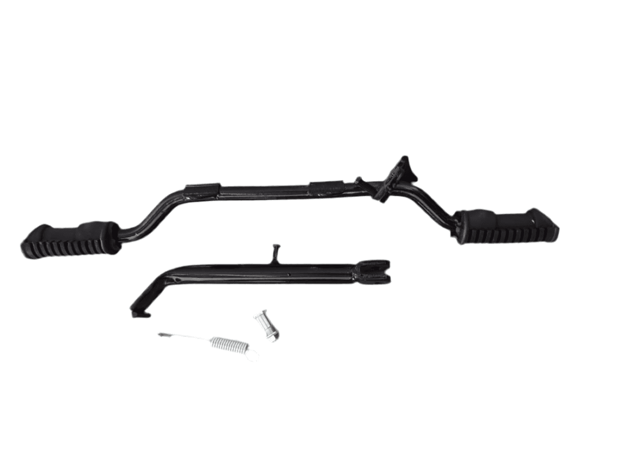 Foot rest peg and side stand for CG Velocity 150, featuring durable black metal construction with rubberized foot grips and mounting hardware.