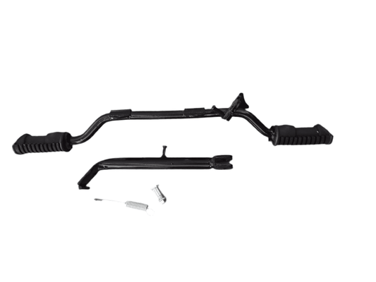 Foot rest peg and side stand for CG Velocity 150, featuring durable black metal construction with rubberized foot grips and mounting hardware.