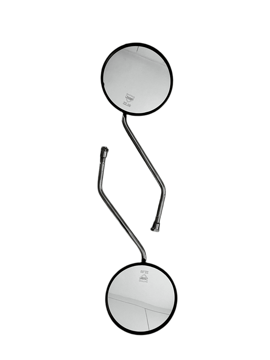 Rear view mirrors with universal 10mm fitting for motorcycles. Durable, high-quality design ensures optimal safety and easy installation.