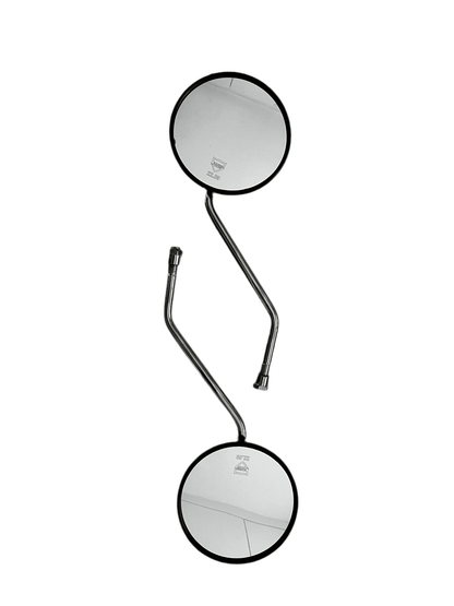 Rear view mirrors with universal 10mm fitting for motorcycles. Durable, high-quality design ensures optimal safety and easy installation.